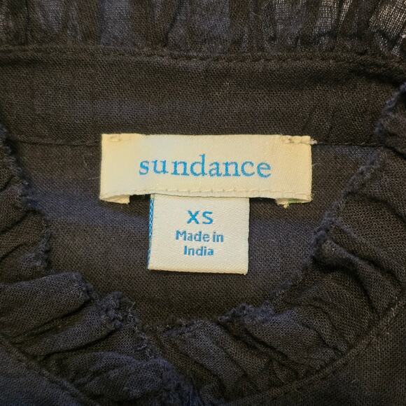 Sundance Louisa Button Up Blouse Womens Black Size XS High Ruffle Neck Feminine - Picture 7 of 11